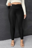 Dark Brown Casual Plus Size High Waist Sports Yoga Skinny Pants