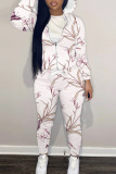 Light Pink Graphics Print Zipper Hooded Long Sleeve Jackets And Sweatpants Casual Sportwear Two Pieces Jogger Sets