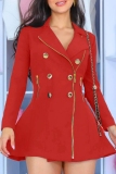 Black Casual Formal Office Zipper Turndown Collar Long Sleeve Blazer Mini Dresses