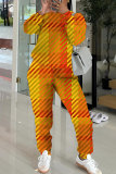 Red Black Sportwear Casual Plaid Print Basic O Neck Long Sleeve Sweatshirt And Skinny Pants Two Pieces Tracksuit Sweatpants Set