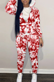 Light Pink Graphics Print Zipper Hooded Long Sleeve Jackets And Sweatpants Casual Sportwear Two Pieces Jogger Sets