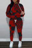 Black White Graphics Print Long Sleeve Hooded Sweatshirt and Skinny Stack Pant Casual Sportwear Two Piece Sweatpant Set