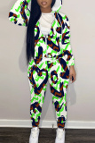 Light Pink Graphics Print Zipper Hooded Long Sleeve Jackets And Sweatpants Casual Sportwear Two Pieces Jogger Sets