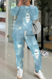 Green Crewneck Long Sleeve Graphcis Sweatshirt And Wide Leg Pants Sportwear Casual Two Pieces Sweatpant Sets