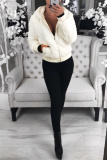 Claret Casual Zipper Long Sleeve Fall Winter Mink Fox Fur Hooded Coat