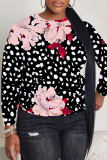 White Green Casual Outing Butterfly Floral Print O Neck Long Sleeve Fall Winter Sweatshirt