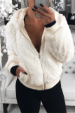 Claret Casual Zipper Long Sleeve Fall Winter Mink Fox Fur Hooded Coat