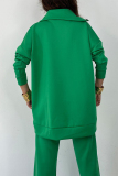 Green Turtleneck Long Sleeve Zipper Jackets And Wide Leg Sweatpants Casual Sportwear Two Pieces Trousers Sets