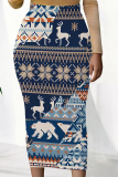 Grey Casual Outing Butterfly Newspaper Print Contrast High Waist Wrap Maxi Skirt