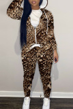 White Black Casual Graphics Print Zipper Hooded Long Sleeve Jackets And Sweatpants Sportwear Two Pieces Jogger Sets