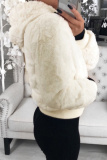 Claret Casual Zipper Long Sleeve Fall Winter Mink Fox Fur Hooded Coat