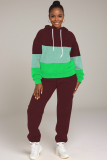 Navy Blue Ombre Print Long Sleeve Hooded Sweatshirt And Drawstring Pants Sportwear Casual Two Pieces Sweatpant Set