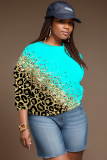 Light Blue Casual Outing Graphics Print O Neck Long Sleeve Fall Winter Sweatshirt