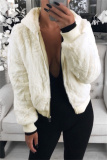 Claret Casual Zipper Long Sleeve Fall Winter Mink Fox Fur Hooded Coat