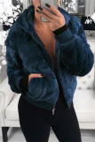 Claret Casual Zipper Long Sleeve Fall Winter Mink Fox Fur Hooded Coat