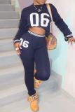 Off White Number Print O Neck Long Sleeve Crop Tops And Sweatpants Casual Two Pieces Jogger Sets