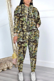 Multicolor Sportwear Casual Graphics Print Hooded Long Sleeve Sweatshirt And Pants Two Pieces Jogger Sets
