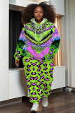Sky Blue Sportwear Casual Graphics Print Hooded Long Sleeve Sweatshirt And Pants Two Pieces Jogger Sets