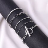Gold-tone Layered Women's Chains Bracelet Set