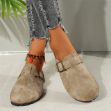 Beige Casual Round Comfortable Ankle Strap Sandals