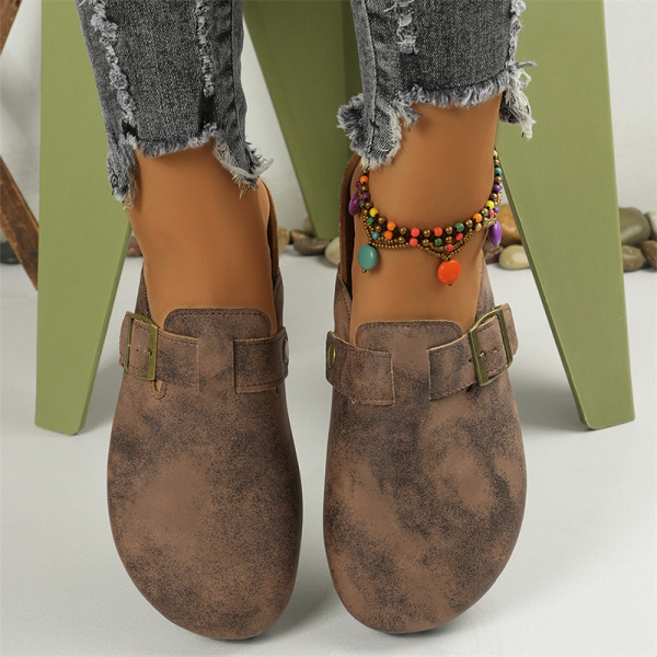 Beige Casual Round Comfortable Ankle Strap Sandals