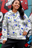 Pink Casual Floral Print Hooded Long Sleeve Fall Winter Sweatshirt