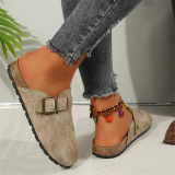 Beige Casual Round Comfortable Ankle Strap Sandals