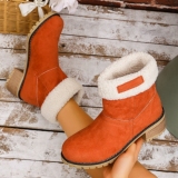 Grey Casual Round Keep Warm Comfortable Mid-Calf Boots with Fluffy Lined Cuff And Chunky Heel Shoes