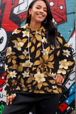 Pink Casual Floral Print Hooded Long Sleeve Fall Winter Sweatshirt