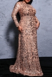 Gold Sequin Evening Party Gown Zipper O Neck Long Sleeve Floor Length Plus Size Bodycon Glitter Prom Maxi Dress