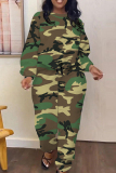 Camouflage Graphics Print O Neck Long Sleeve Sweatshirt And Skinny Pants Sportwear Casual Two Pieces Tracksuit Sweatpants Set