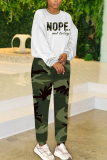Blue Orange Graphics Print O Neck Long Sleeve Sweatshirt And Skinny Pants Sportwear Casual Two Pieces Tracksuit Sweatpants Set