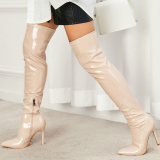 Red Patent Leather Women's Over-the-Knee High Heel Boots