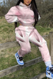 White Floral Print Hooded Long Sleeve Jackets and Sweatpants Sportwear Two Pieces Jogger Sets