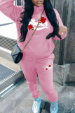 Blue Graphics Letter Print Hooded Long Sleeve Jackets and Sweatpants Sportwear Two Pieces Jogger Sets