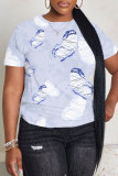 Multicolor Casual Outing Butterfly Print O Neck Short Sleeve Oversize T-Shirts
