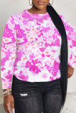 White Gray Casual Outing Floral Print O Neck Long Sleeve Fall Winter Sweater