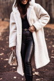 Brown Street Pocket Hooded Collar Long Sleeve Fall Winter Longline Woolen Coat
