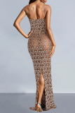 Black Formal Evening Party Prom Hot Drilling See-Through Backless Slit Floor Length Spaghetti Strap Long Maxi Slip Dresses