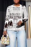 White Casual Outing Graphics Print O Neck Long Sleeve Sweatshirt