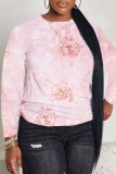 White Gray Casual Outing Floral Print O Neck Long Sleeve Fall Winter Sweater