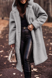 Brown Street Pocket Hooded Collar Long Sleeve Fall Winter Longline Woolen Coat