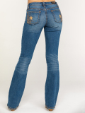 Blue Casual Outing Vintage Embroidered Flare Leg Denim Jeans