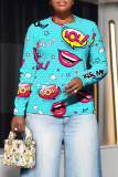 White Casual Outing Graphics Print O Neck Long Sleeve Sweatshirt