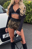 Pink Casual Skinny High Waist Night Club High-Waisted Sequin Shorts
