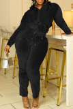 Red Casual Sportwear Draw String Pocket Zipper Collar Long Sleeve Jackets And SweatpantsTwo Pieces Jogger Sets