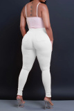 Red Casual Pockets High Waist Pencil Skinny Jeans