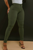 Red Casual Pockets High Waist Pencil Skinny Jeans