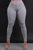 Red Casual Pockets High Waist Pencil Skinny Jeans