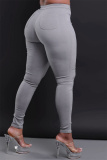 Red Casual Pockets High Waist Pencil Skinny Jeans